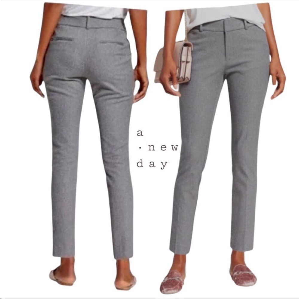 A New Day [2] Heather Grey Ankle Cropped Stretch Trouser Pants EUC